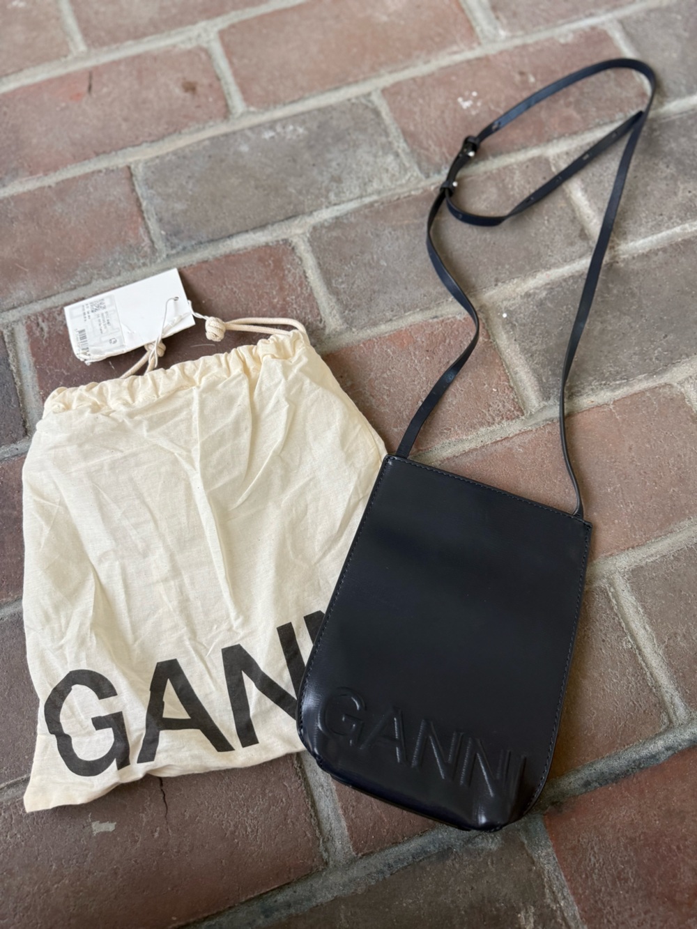 GANNI Sky Captain Leather Logo Crossbody Bag | Copenhagen | Dust Bag + Tags